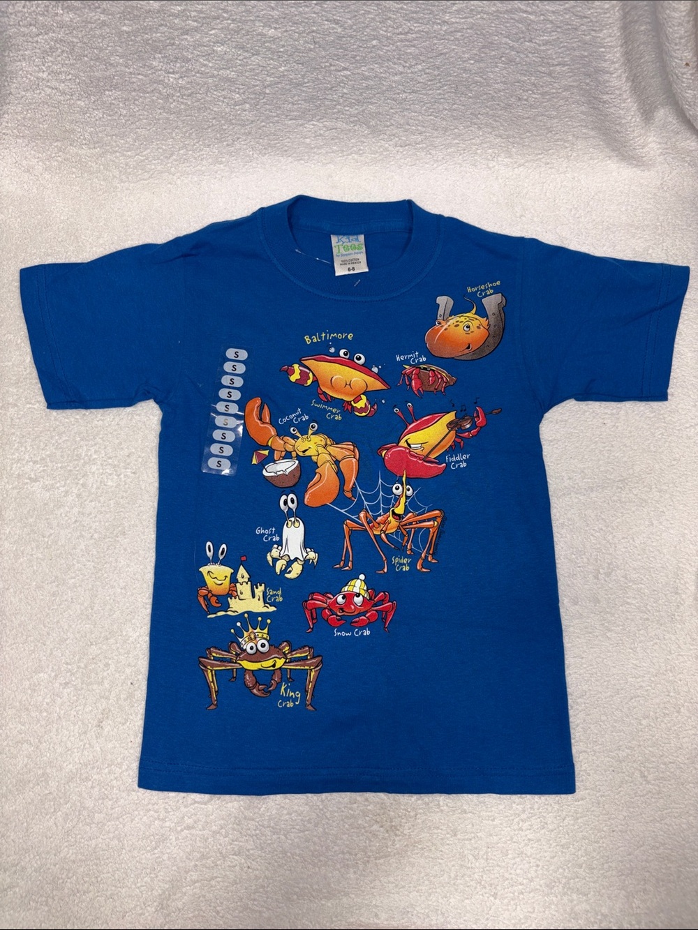 Stephen Joseph kid tees Kids Royal Blue Crab Graphic Short Sleeve Tee new 6/8